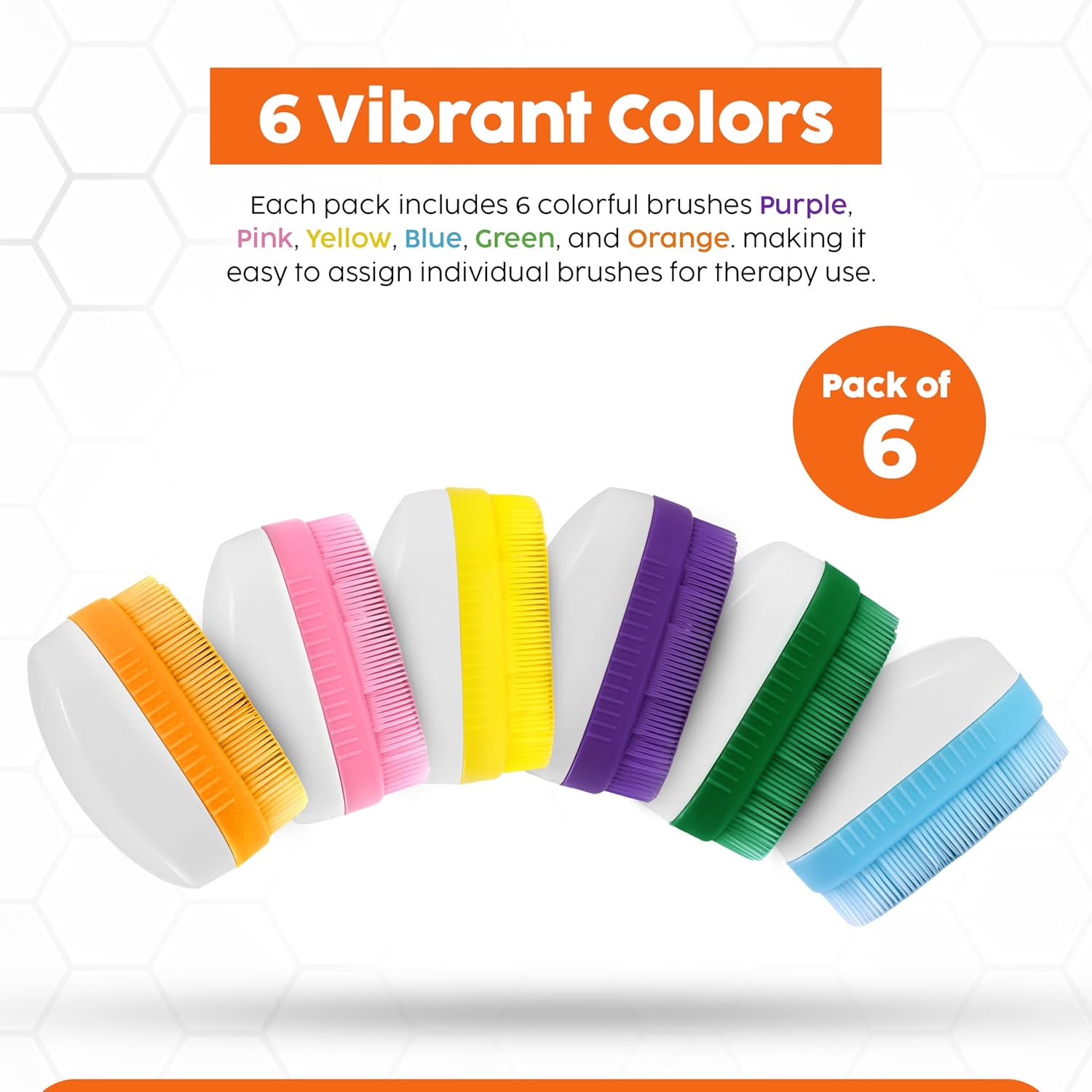 Wilbarger Method Therapy Brush, 6 Pack (Colored) - Therapressure Sensory Brush for Occupational Therapy and Brushing Protocol